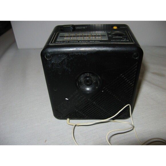 Vintage Black Sony Cube ICF-A10W AM/FM Clock Radio Alarm Tested In Original Box - Picture 4 of 7